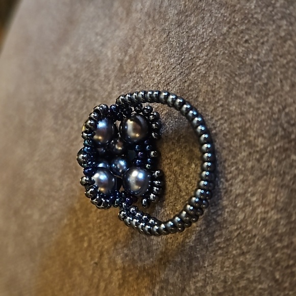 HANDMADE Beaded Fancy Cocktail Ring - Picture 6 of 6